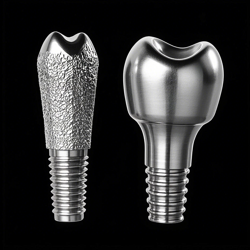 傳統工藝與激光處理后種植體錶麵麤糙度對比圖